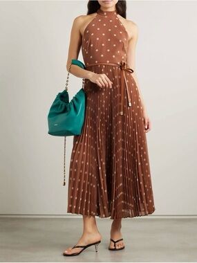 green emerald velvet dress Zimmermann Dancer Empire Waist Dress in Abstract Blush